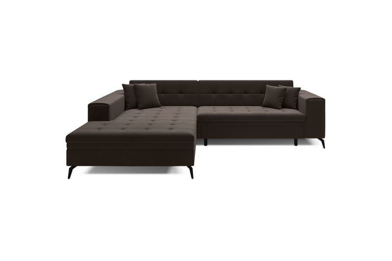 Hörnsoffa Eltap Solange 292x196x84 cm - Mat Velvet 29, Mörkbrun, Vänster - Möbler - Soffa - Bäddsoffa
