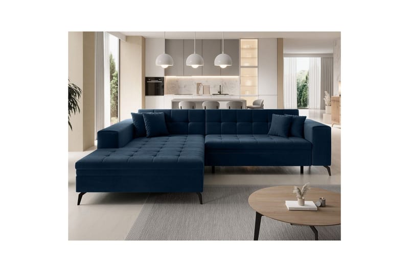 Hörnsoffa Eltap Solange 292x196x84 cm - Monolith 77, Mörkblå, Vänster - Möbler - Soffa - Bäddsoffa