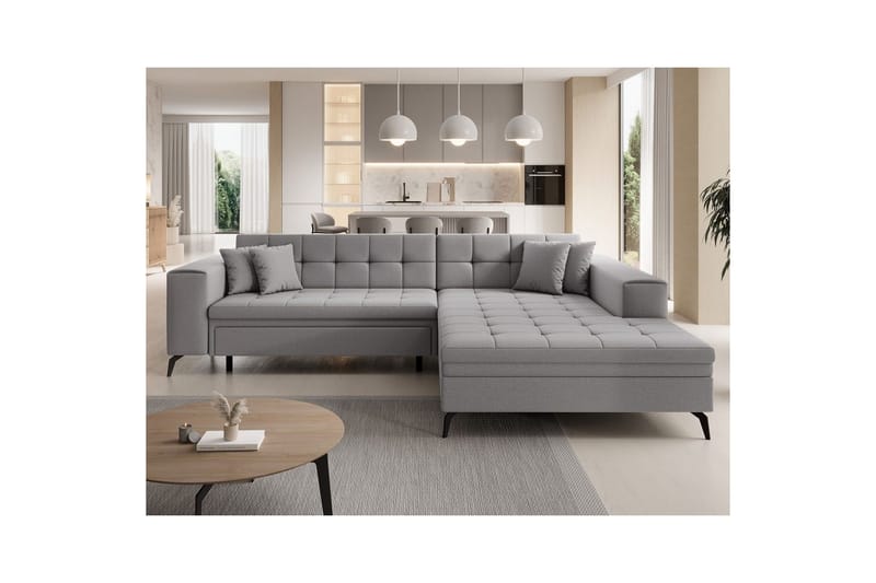 Hörnsoffa Eltap Solange 292x196x84 cm - Omega 02, Grå, Höger - Möbler - Soffa - Bäddsoffa