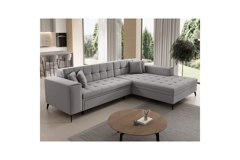 Hörnsoffa Eltap Solange 292x196x84 cm - Omega 02, Grå, Höger - Möbler - Soffa - Bäddsoffa
