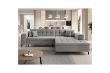 Hörnsoffa Eltap Solange 292x196x84 cm - Omega 02, Grå, Höger - Möbler - Soffa - Bäddsoffa