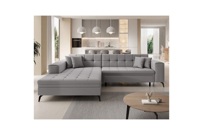 Hörnsoffa Eltap Solange 292x196x84 cm - Omega 02, Grå, Vänster - Möbler - Soffa - Bäddsoffa