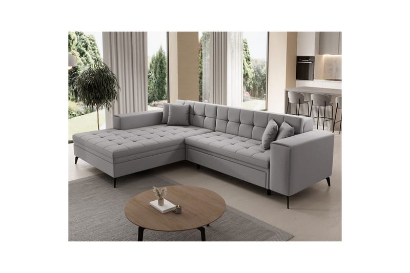 Hörnsoffa Eltap Solange 292x196x84 cm - Omega 02, Grå, Vänster - Möbler - Soffa - Bäddsoffa