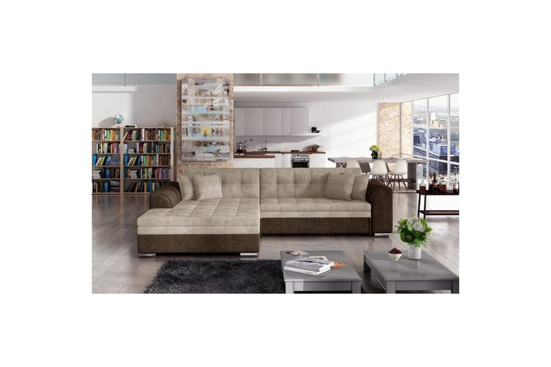 Hörnsoffa Eltap Sorento 296x194x78 cm - Dora 22, Dora 28, Beige, Vänster - Möbler - Soffa - Bäddsoffa