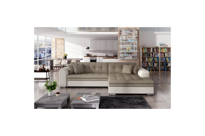Hörnsoffa Eltap Sorento 296x194x78 cm - Inari 23, Soft 33, Beige, Höger - Möbler - Soffa - Bäddsoffa
