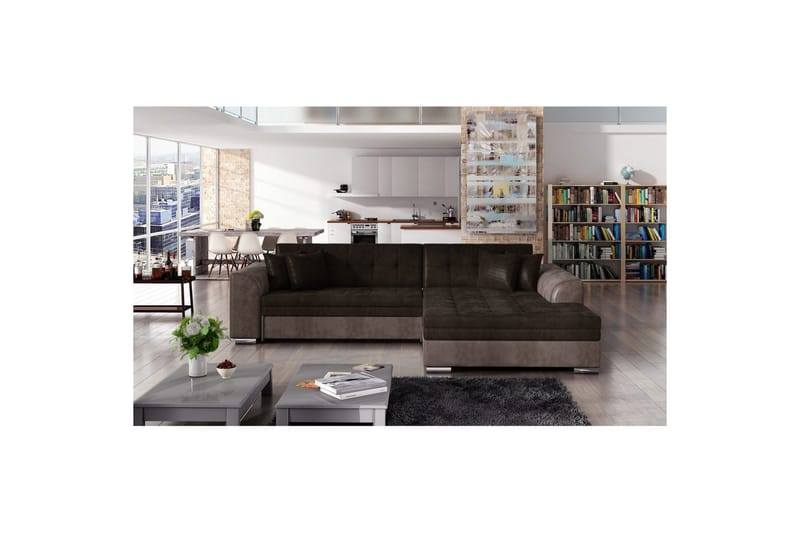 Hörnsoffa Eltap Sorento 296x194x78 cm - Monolith 29, Monolith 09, Mörkbrun, Höger - Möbler - Soffa - Bäddsoffa