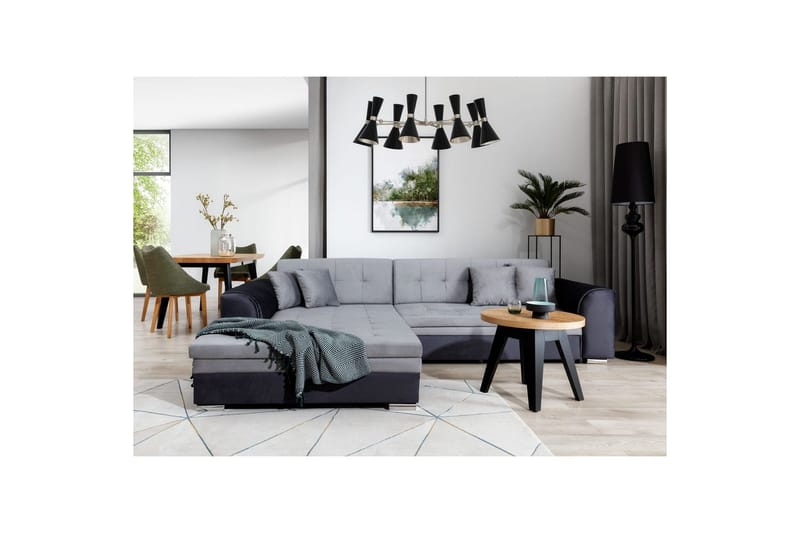 Hörnsoffa Eltap Sorento 296x194x78 cm - Monolith 84, Monolith 97, Grå, Vänster - Möbler - Soffa - Bäddsoffa