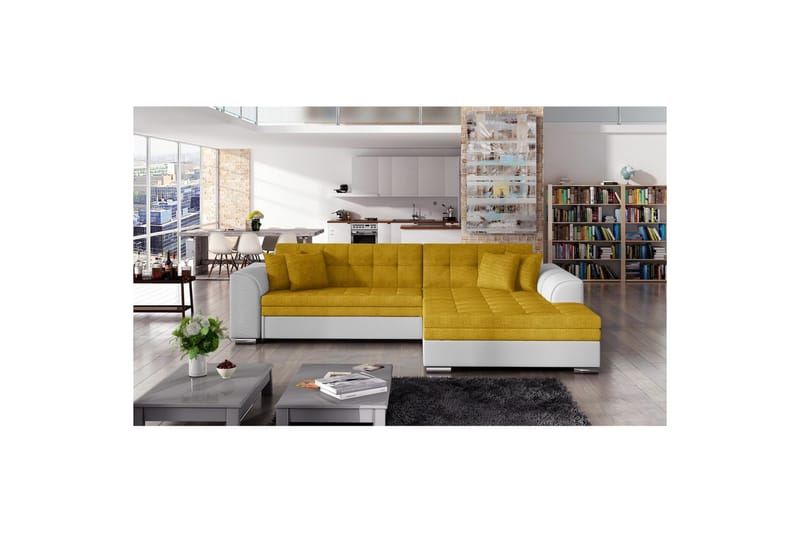 Hörnsoffa Eltap Sorento 296x194x78 cm, Omega 68, Soft 17, Gul, Höger