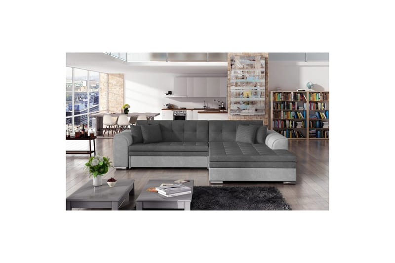 Hörnsoffa Eltap Sorento 296x194x78 cm - Soro 93, Soro 83, Mörkgrå, Höger - Möbler - Soffa - Bäddsoffa