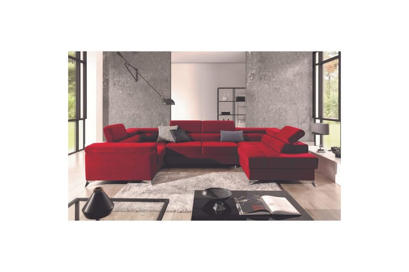 Hörnsoffa Eltap Thiago 342x208x88 cm, Kronos 02, Röd, Höger
