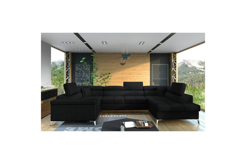 Hörnsoffa Eltap Thiago 342x208x88 cm - Kronos 07, Svart, Höger - Möbler - Soffa - Bäddsoffa