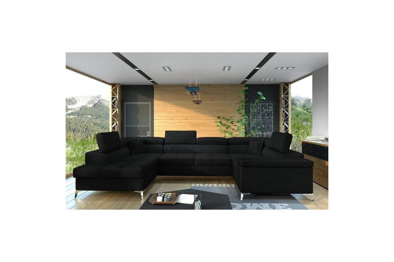 Hörnsoffa Eltap Thiago 342x208x88 cm - Kronos 07, Svart, Vänster - Möbler - Soffa - Bäddsoffa