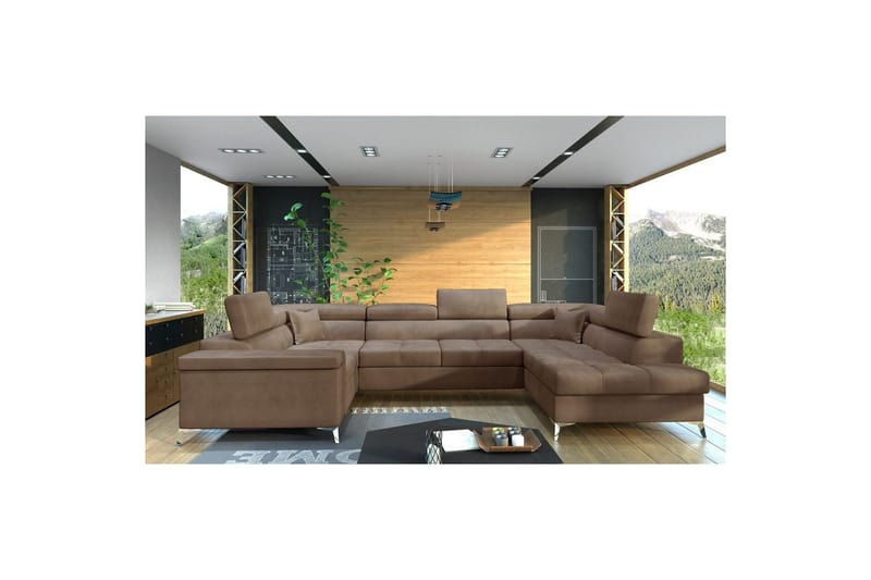 Hörnsoffa Eltap Thiago 342x208x88 cm - Monolith 09, Ljusbrun, Höger - Möbler - Soffa - Bäddsoffa