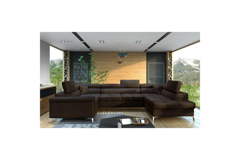 Hörnsoffa Eltap Thiago 342x208x88 cm, Monolith 29, Brun, Höger