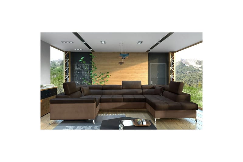 Hörnsoffa Eltap Thiago 342x208x88 cm, Monolith 29, Monolith 09, Brun, Höger