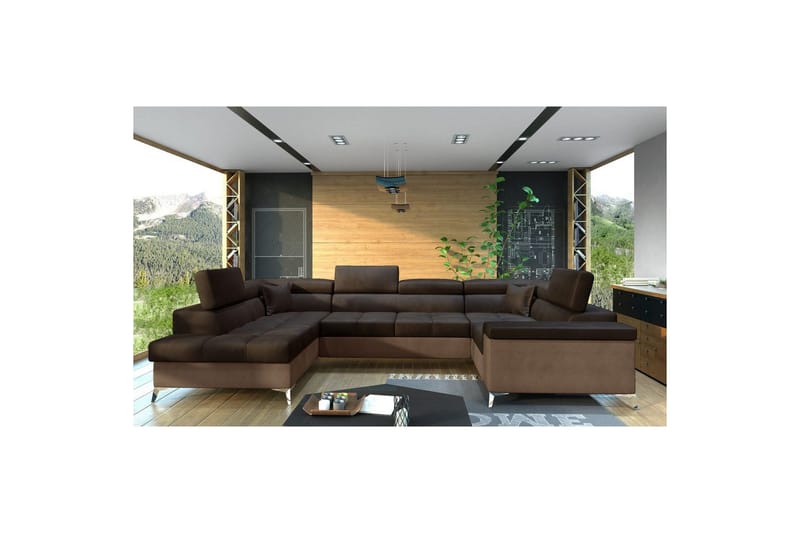 Hörnsoffa Eltap Thiago 342x208x88 cm, Monolith 29, Monolith 09, Brun, Vänster