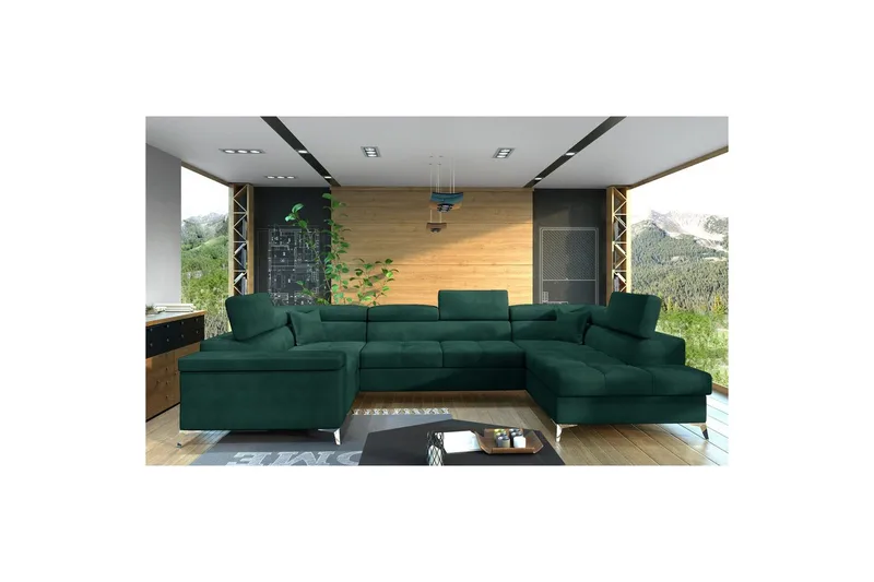 Hörnsoffa Eltap Thiago 342x208x88 cm - Monolith 37, Grön, Höger - Möbler - Soffa - Bäddsoffa