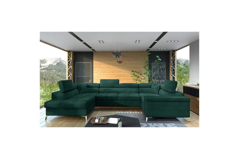 Hörnsoffa Eltap Thiago 342x208x88 cm - Monolith 37, Grön, Vänster - Möbler - Soffa - Bäddsoffa