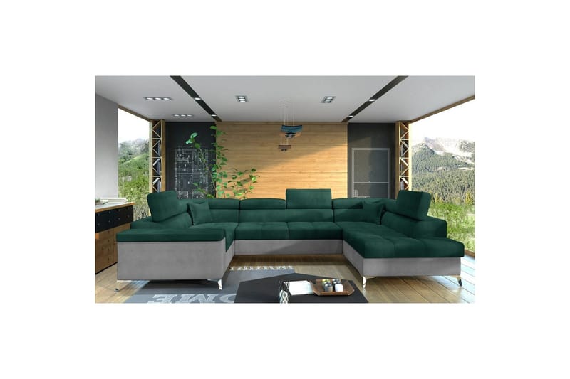 Hörnsoffa Eltap Thiago 342x208x88 cm - Monolith 37, Monolith 84, Grön, Höger - Möbler - Soffa - Bäddsoffa