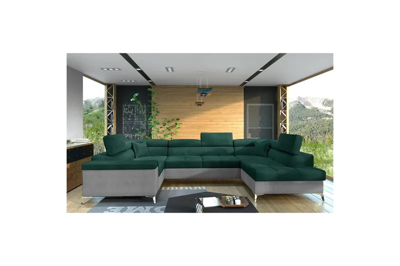 Hörnsoffa Eltap Thiago 342x208x88 cm - Monolith 37, Monolith 84, Grön, Höger - Möbler - Soffa - Bäddsoffa