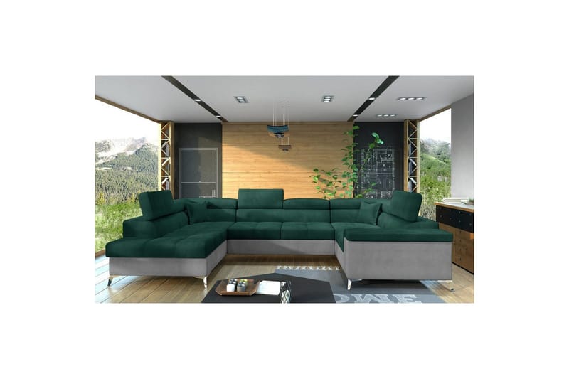 Hörnsoffa Eltap Thiago 342x208x88 cm, Monolith 37, Monolith 84, Grön, Vänster