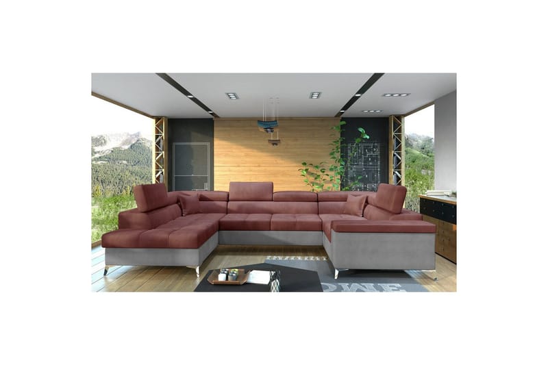 Hörnsoffa Eltap Thiago 342x208x88 cm - Monolith 63, Monolith 84, Rosa, Vänster - Möbler - Soffa - Bäddsoffa