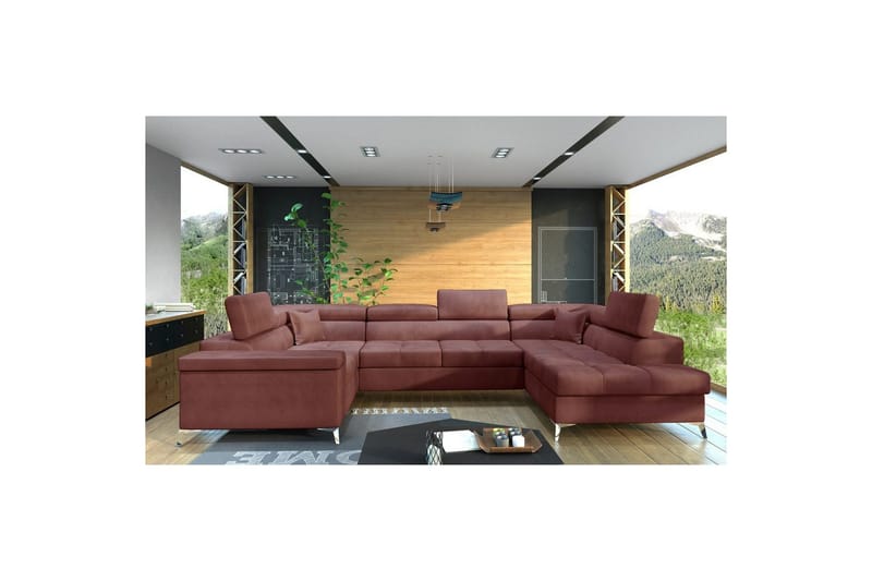 Hörnsoffa Eltap Thiago 342x208x88 cm - Monolith 63, Rosa, Höger - Möbler - Soffa - Bäddsoffa