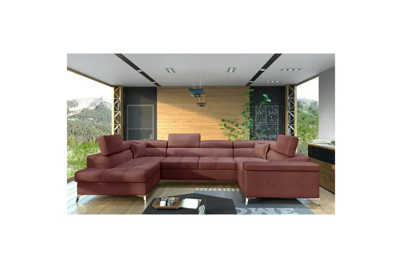 Hörnsoffa Eltap Thiago 342x208x88 cm - Monolith 63, Rosa, Vänster - Möbler - Soffa - Bäddsoffa