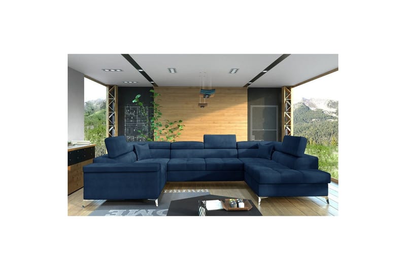 Hörnsoffa Eltap Thiago 342x208x88 cm - Monolith 77, Blå, Höger - Möbler - Soffa - Bäddsoffa