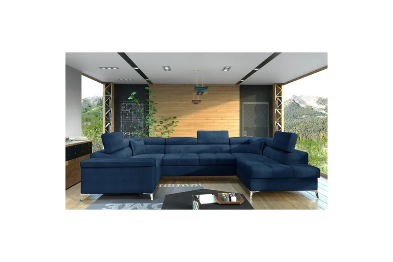 Hörnsoffa Eltap Thiago 342x208x88 cm - Monolith 77, Blå, Höger - Möbler - Soffa - Bäddsoffa