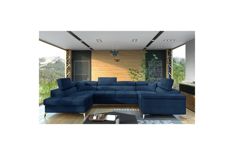 Hörnsoffa Eltap Thiago 342x208x88 cm, Monolith 77, Blå, Vänster