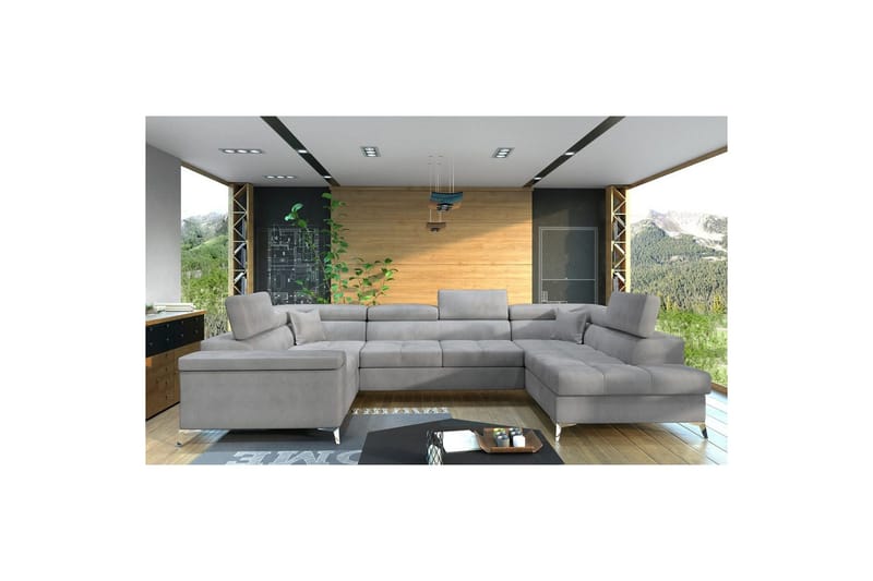 Hörnsoffa Eltap Thiago 342x208x88 cm - Monolith 84, Grå, Höger - Möbler - Soffa - Bäddsoffa