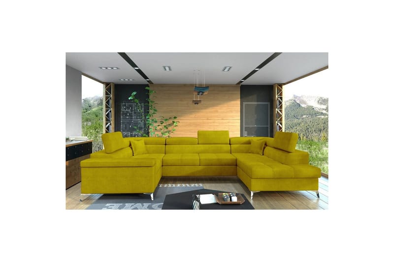 Hörnsoffa Eltap Thiago 342x208x88 cm - Omega 68, Gul, Höger - Möbler - Soffa - Bäddsoffa