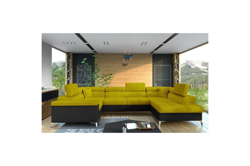 Hörnsoffa Eltap Thiago 342x208x88 cm - Omega 68, Soft 11, Gul, Höger - Möbler - Soffa - Bäddsoffa