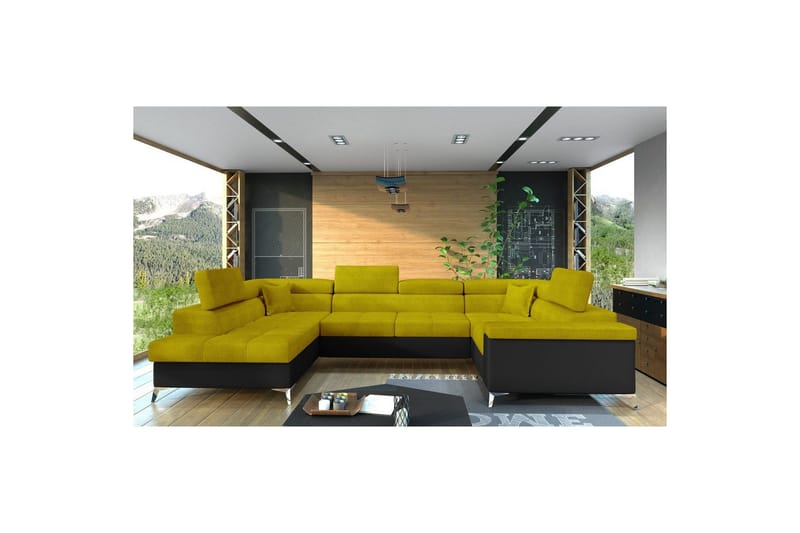 Hörnsoffa Eltap Thiago 342x208x88 cm - Omega 68, Soft 11, Gul, Vänster - Möbler - Soffa - Bäddsoffa