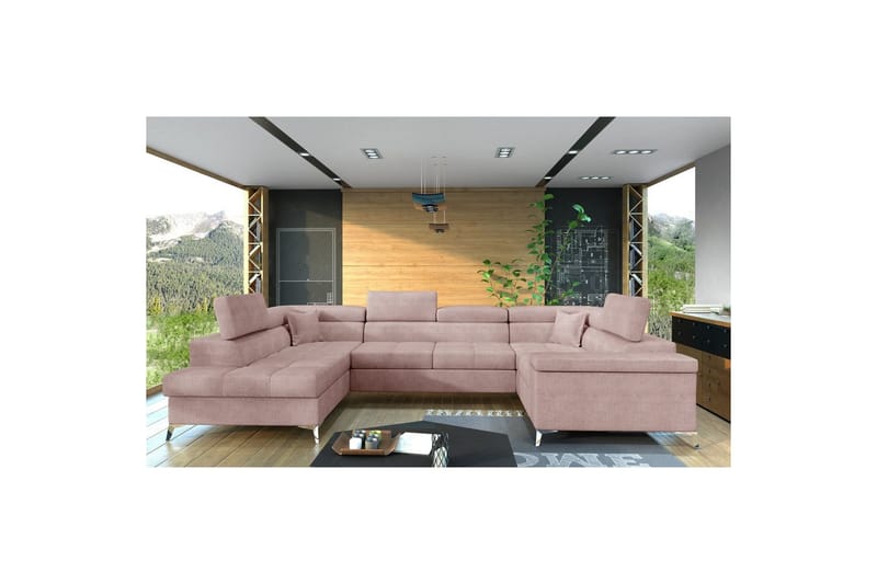 Hörnsoffa Eltap Thiago 342x208x88 cm - Omega 91, Rosa, Vänster - Möbler - Soffa - Bäddsoffa