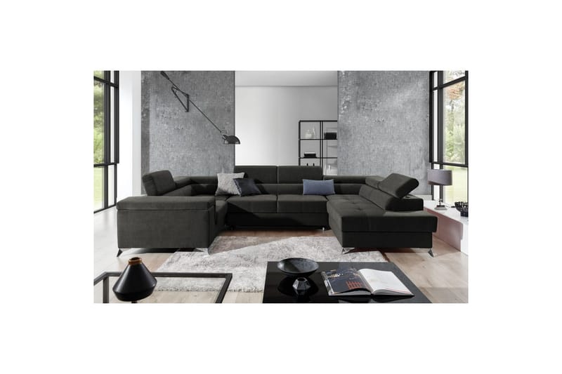 Hörnsoffa Eltap Thiago 342x208x88 cm - Sawana 05, Mörkgrå, Höger - Möbler - Soffa - Bäddsoffa