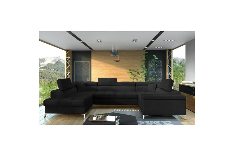 Hörnsoffa Eltap Thiago 342x208x88 cm - Sawana 14, Svart, Vänster - Möbler - Soffa - Bäddsoffa