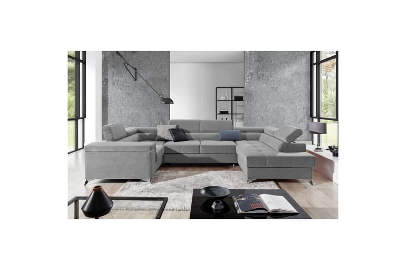 Hörnsoffa Eltap Thiago 342x208x88 cm - Paros 05, Grå, Höger - Möbler - Soffa - Bäddsoffa