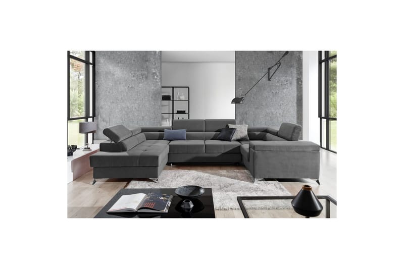 Hörnsoffa Eltap Thiago 342x208x88 cm - Paros 06, Mörkgrå, Vänster - Möbler - Soffa - Bäddsoffa