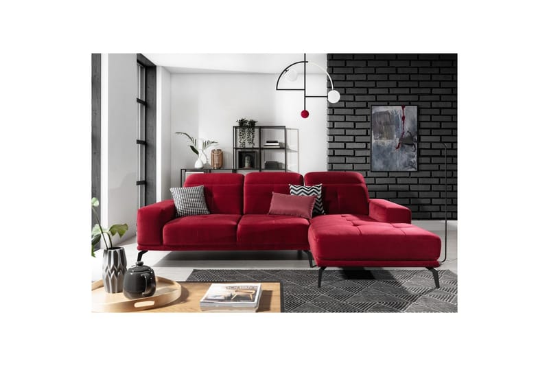 Hörnsoffa Eltap Torrense 265x175x98 cm - Kronos 02, Röd, Höger - Möbler - Soffa - Bäddsoffa