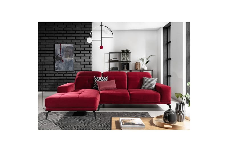 Hörnsoffa Eltap Torrense 265x175x98 cm - Kronos 02, Röd, Vänster - Möbler - Soffa - Bäddsoffa