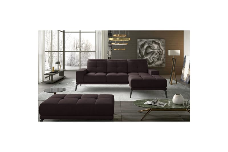 Hörnsoffa Eltap Torrense 265x175x98 cm - Mat Velvet 29, Brun, Höger - Möbler - Soffa - Bäddsoffa