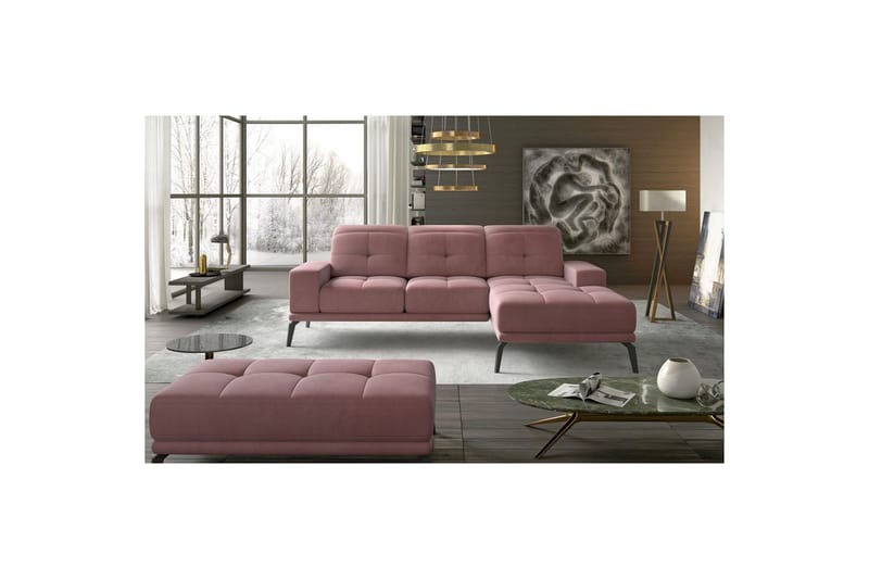 Hörnsoffa Eltap Torrense 265x175x98 cm, Mat Velvet 63, Rosa, Höger