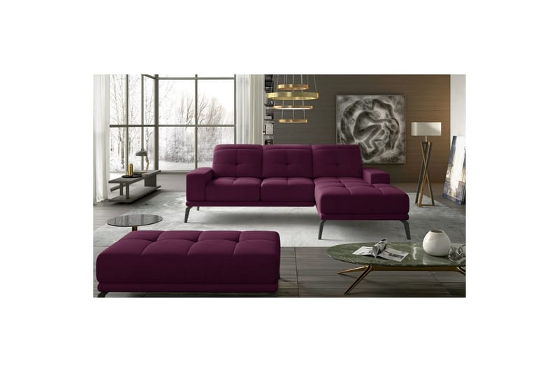 Hörnsoffa Eltap Torrense 265x175x98 cm - Mat Velvet 68, Lila, Höger - Möbler - Soffa - Bäddsoffa