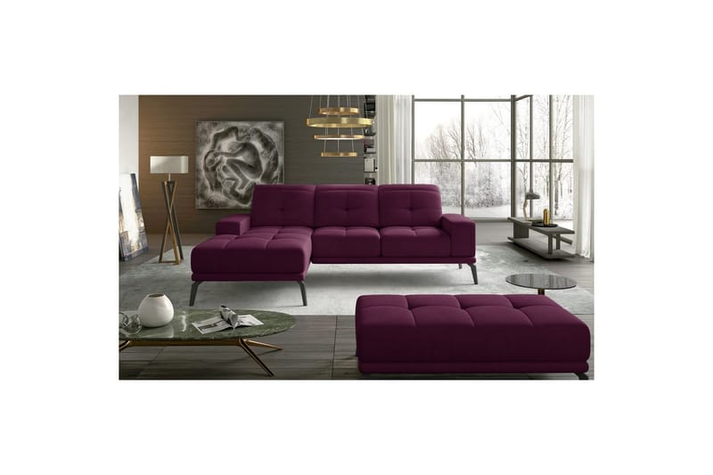 Hörnsoffa Eltap Torrense 265x175x98 cm, Mat Velvet 68, Lila, Vänster