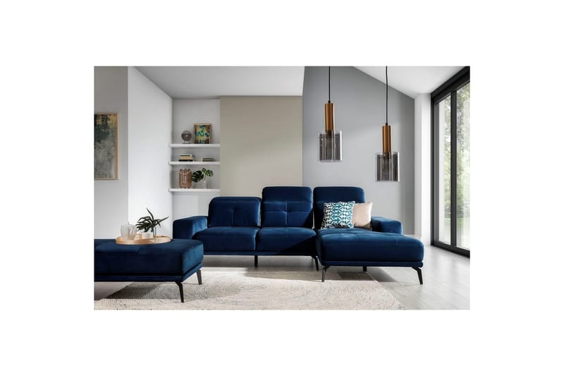 Hörnsoffa Eltap Torrense 265x175x98 cm - Monolith 77, Blå, Höger - Möbler - Soffa - Bäddsoffa