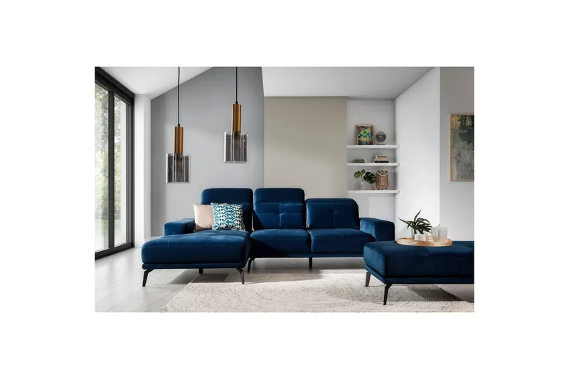 Hörnsoffa Eltap Torrense 265x175x98 cm - Monolith 77, Blå, Vänster - Möbler - Soffa - Bäddsoffa