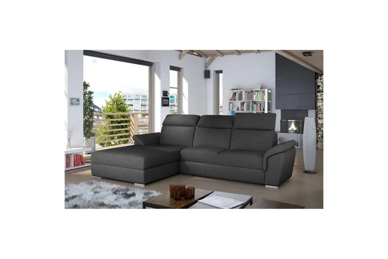 Hörnsoffa Eltap Trevisco 272x216x100 cm - Inari 96, Mörkgrå, Vänster - Möbler - Soffa - Bäddsoffa