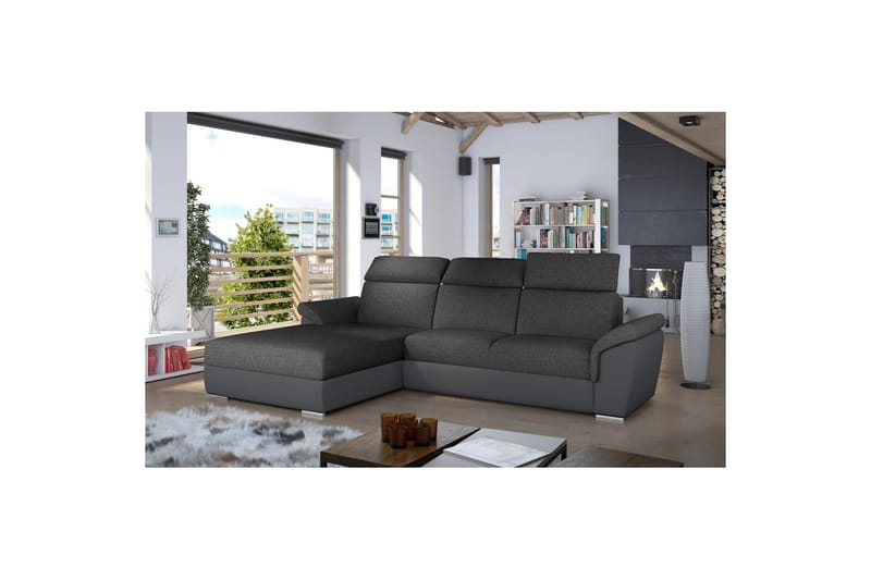 Hörnsoffa Eltap Trevisco 272x216x100 cm - Inari 96, Soft 29, Mörkgrå, Vänster - Möbler - Soffa - Bäddsoffa